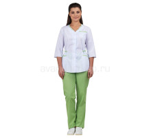 Комплект одежды женской “Ольга” белый-лайм