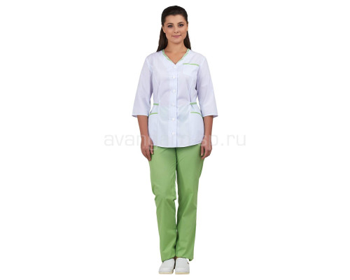 Комплект одежды женской “Ольга” белый-лайм