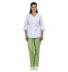 Комплект одежды женской “Ольга” белый-лайм 2