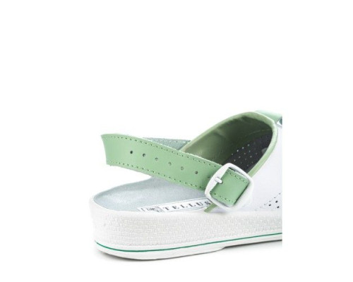 САБО ЖЕНСКИЕ БЕЗ ПЕРФОРАЦИИ С ЗЕЛЁНЫМ РЕМЕШКОМ