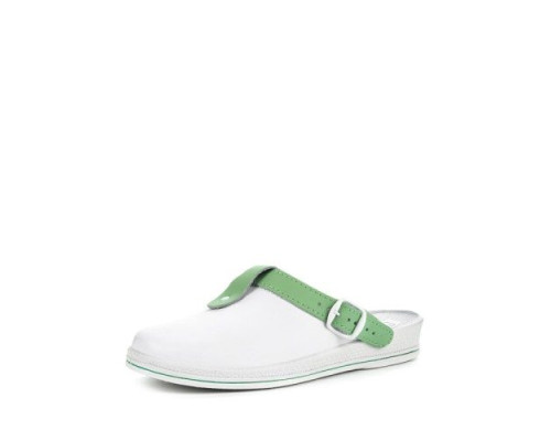 САБО ЖЕНСКИЕ БЕЗ ПЕРФОРАЦИИ С ЗЕЛЁНЫМ РЕМЕШКОМ