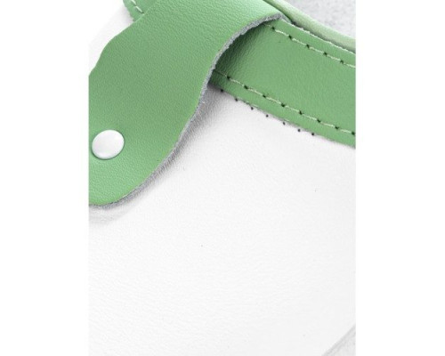 САБО ЖЕНСКИЕ БЕЗ ПЕРФОРАЦИИ С ЗЕЛЁНЫМ РЕМЕШКОМ