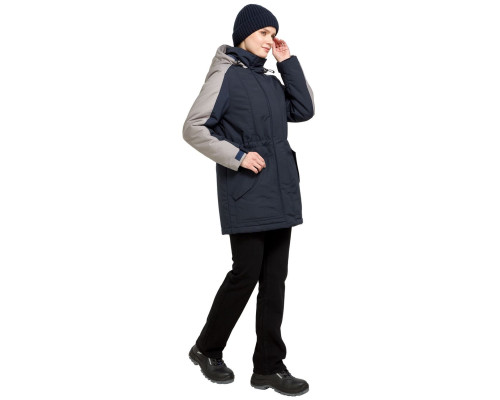 Куртка женская утепленная рабочая “Альфа” синяя с серым