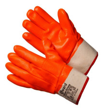 Трикотажные утепленные перчатки с  МБС покрытием с манжетом крагой