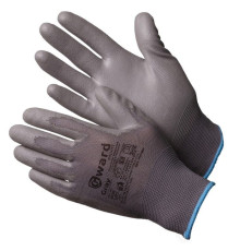 Gward Gray Перчатки нейлоновые серые с серым полиуретаном PU1001