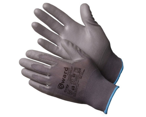 Gward Gray Перчатки нейлоновые серые с серым полиуретаном PU1001