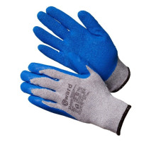 Перчатки хлопчатобумажные серые с синим текстурированным латексом