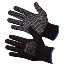 Черные нейлоновые перчатки с ПВХ микроточкой