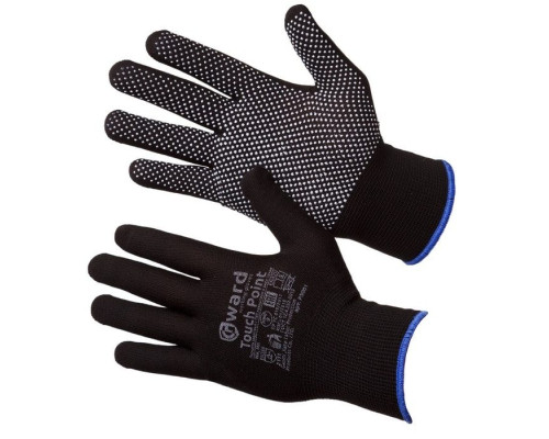 Черные нейлоновые перчатки с ПВХ микроточкой