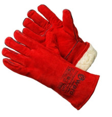 Gward Track Zima Спилковые утепленные красные краги XY074