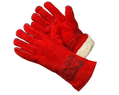 Gward Track Zima Спилковые утепленные красные краги XY074