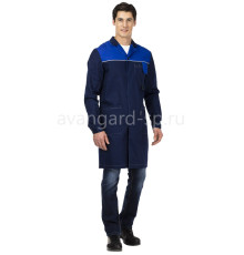 Халат “Технолог” NEW синий, васильковая отделка