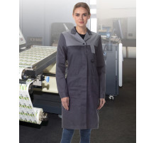 Халат женский “Технолог” NEW серый со светло-серой отделкой