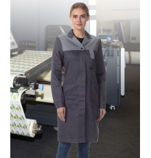 Халат женский “Технолог” NEW серый со светло-серой отделкой