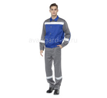 Костюм “Тимбер” серый, отделка василек