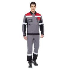 Костюм “Виват” серый с черной и красной отделкой