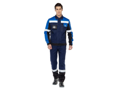 Костюм “Виват” синий с васильковой и черной отделкой