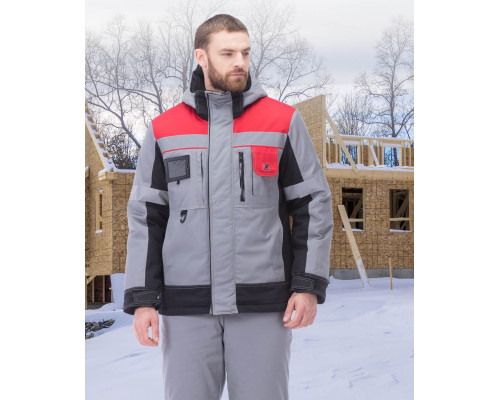 Костюм “Виват” NEW серый с черной и красной отделкой