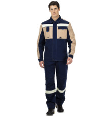 Костюм мужской “Таль” темно-синий с бежевой отделкой