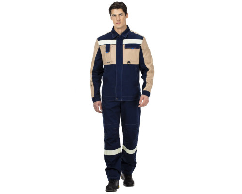 Костюм мужской “Таль” темно-синий с бежевой отделкой
