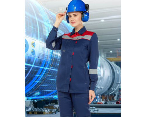 Костюм женский “Тимбер” синий с красной отделкой