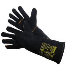 Gward Track Dark Long Краги из спилка черного цвета, длина 42 см